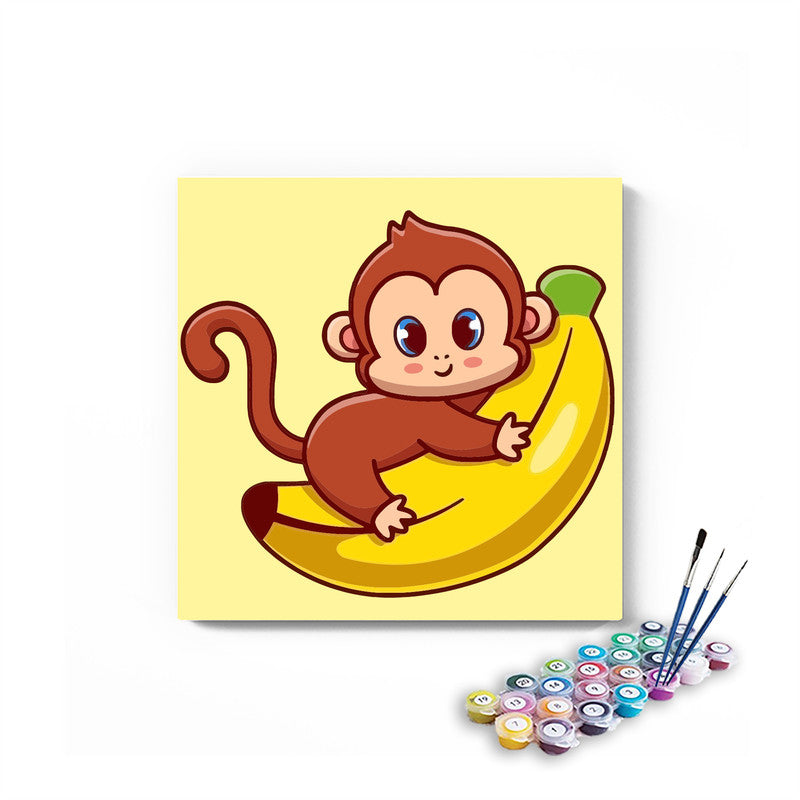 Monkey Higging Banana Paint By Numbers kit for kids