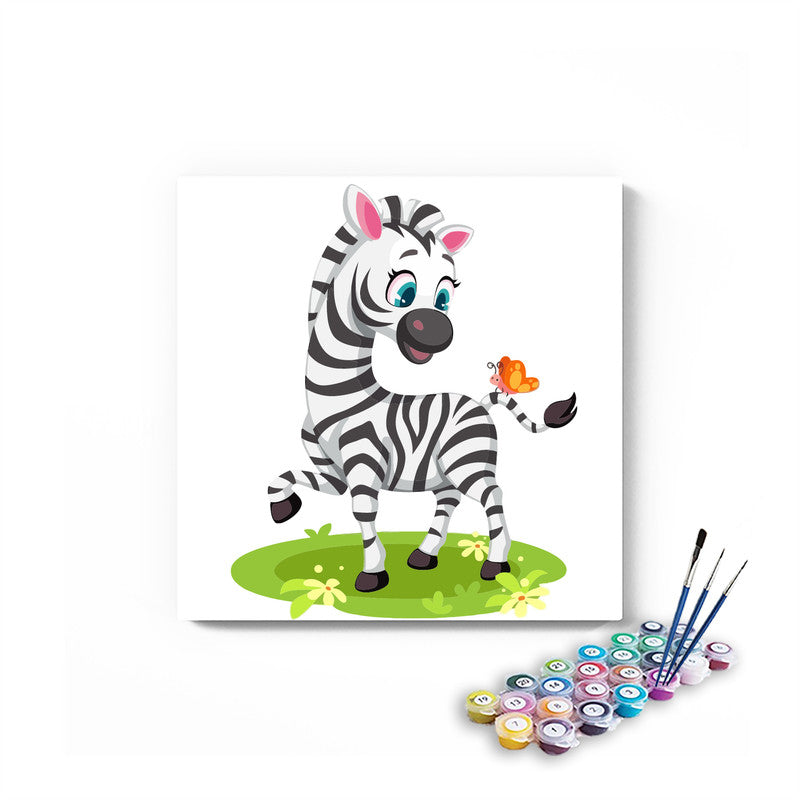 Zebra and Butterfly Paint By Numbers kit for kids