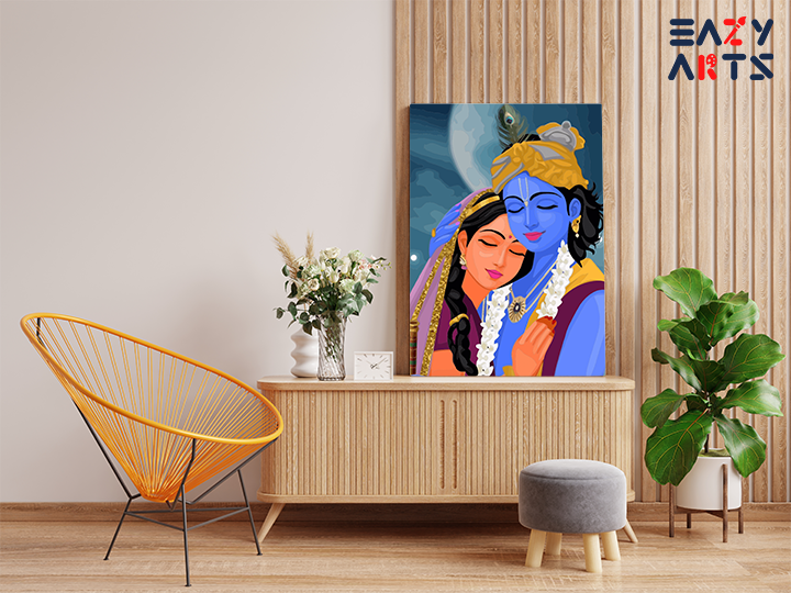 DIY PBN Kit - Eternal Love: Radha Krishna Embrace Paint by Numbers Kit
