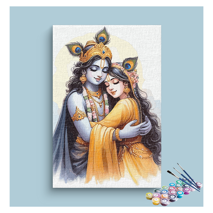 DIY Painting Kit - Divine Embrace: Radha Krishna Love Paint by Numbers Kit