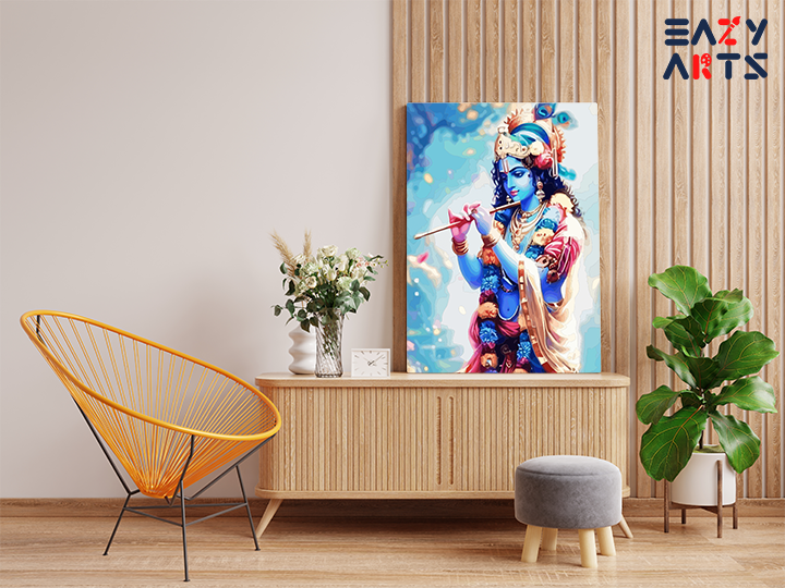 DIY PBN Kit - Melodious Bliss: Krishna Playing Flute Paint by Numbers Kit
