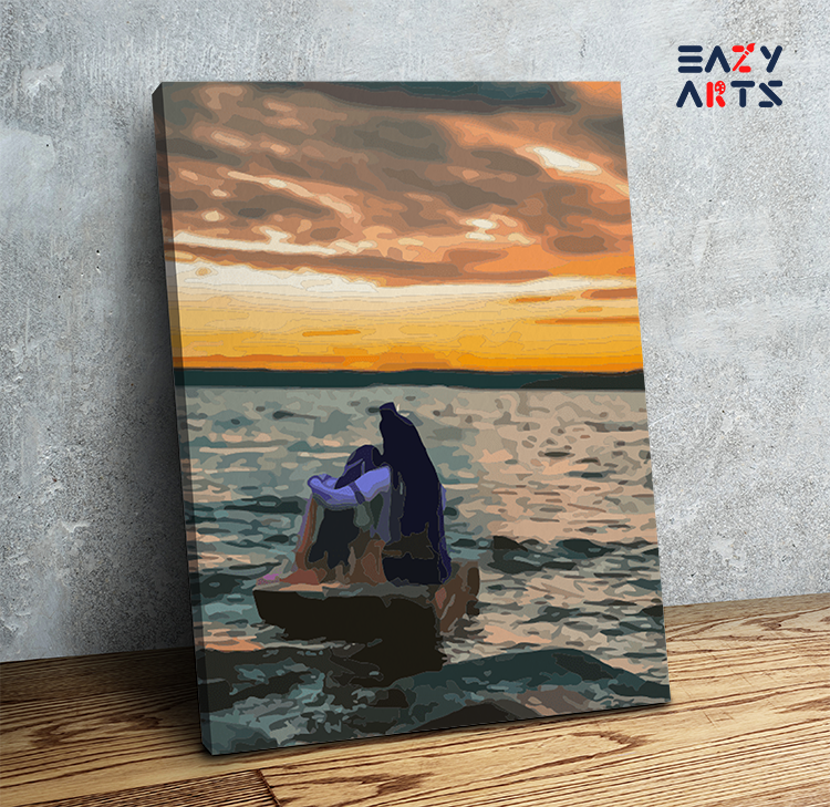 DIY Paint by numbers kit - Shiva and Parvati at Dusk Paint by Numbers Kit