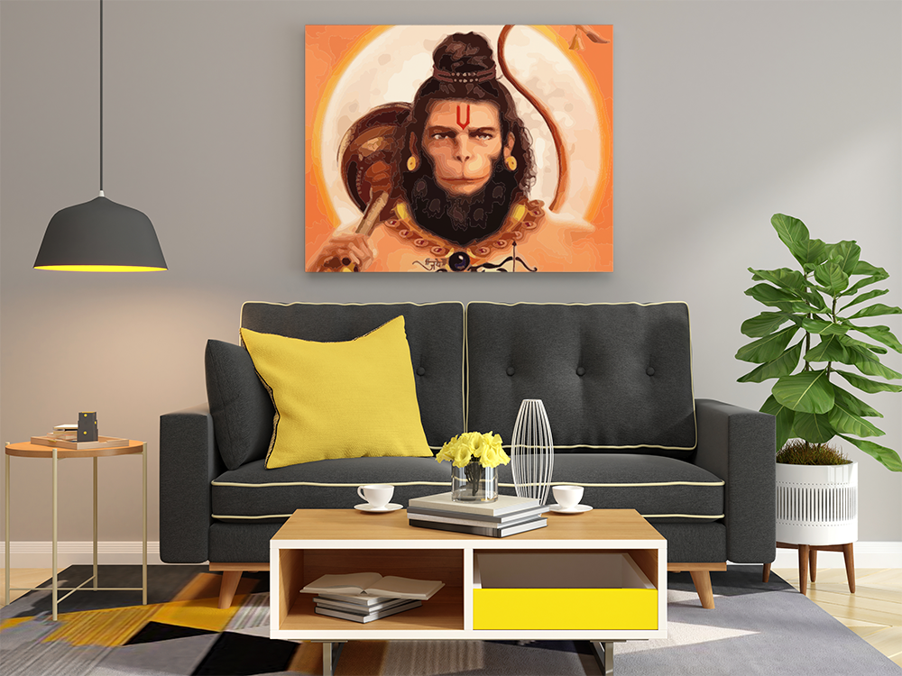 DIY PBN Kit - Valor and Devotion: Lord Hanuman Paint by Numbers Kit