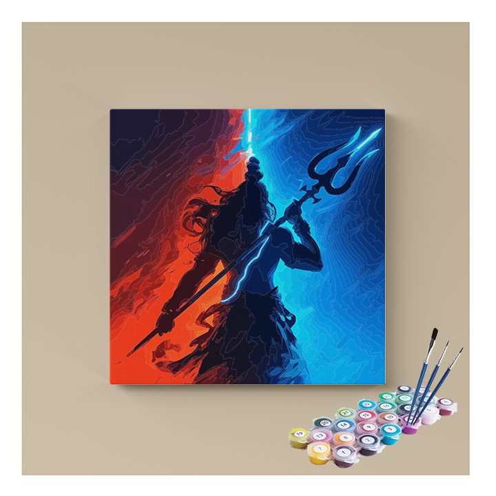 DIY Painting Kit - Mahadev's Cosmic Trident Paint by Numbers Kit