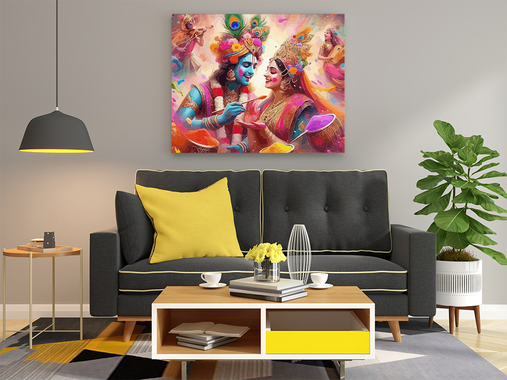 DIY PBN Kit - Vibrant Holi Celebration: Krishna and Radha Paint by Numbers Kit