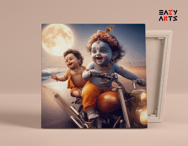 DIY Paint by numbers kit - Playful Ride: Krishna and Balaram Paint by Numbers Kit