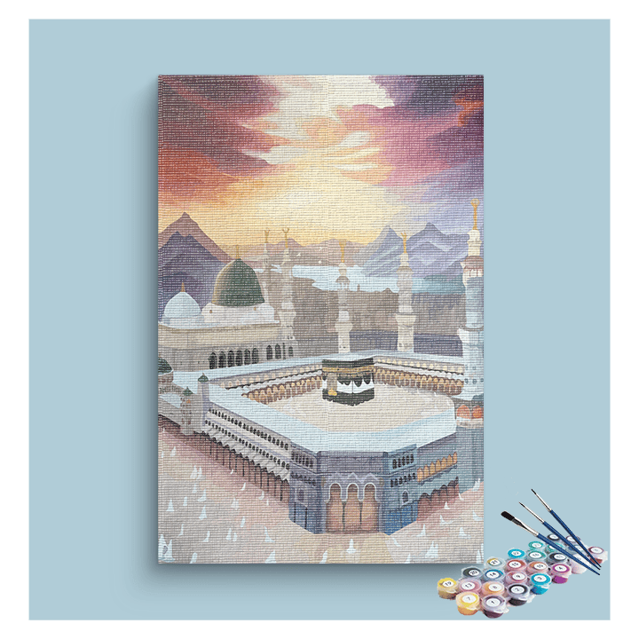 DIY Painting Kit - Sacred Journey: The Kaaba at Mecca - Paint by Numbers Kit