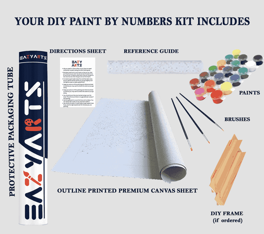 Eazy Arts Paint by Number kit Includes