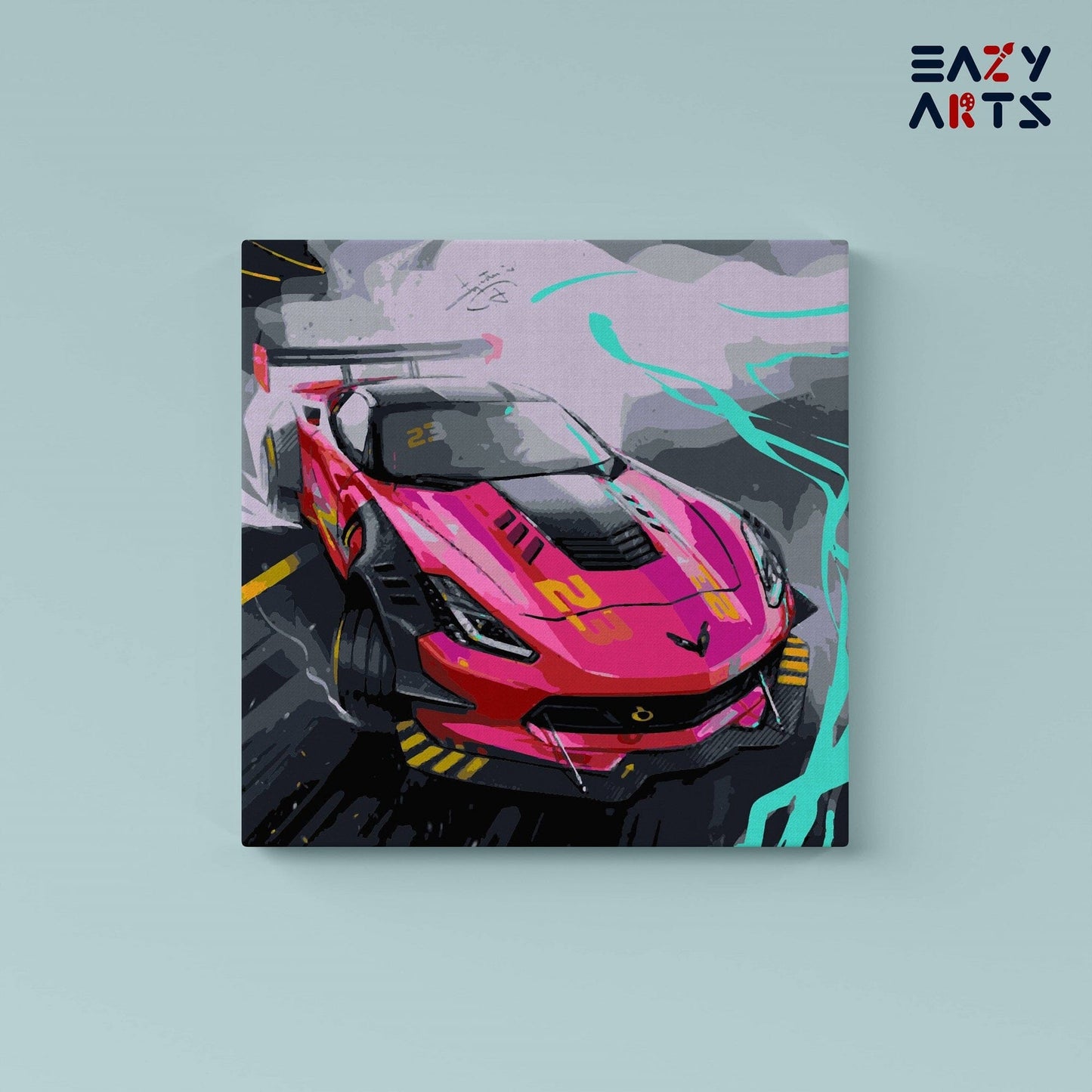 Pink Racing Car paint by numbers