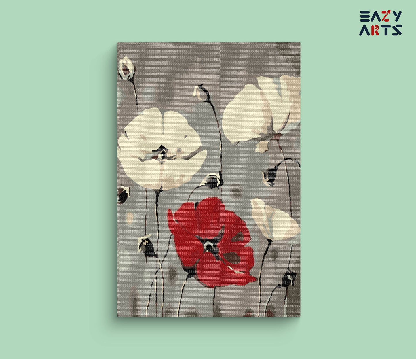 Red and White Flowers paint by numbers