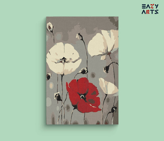 Red and White Flowers paint by numbers