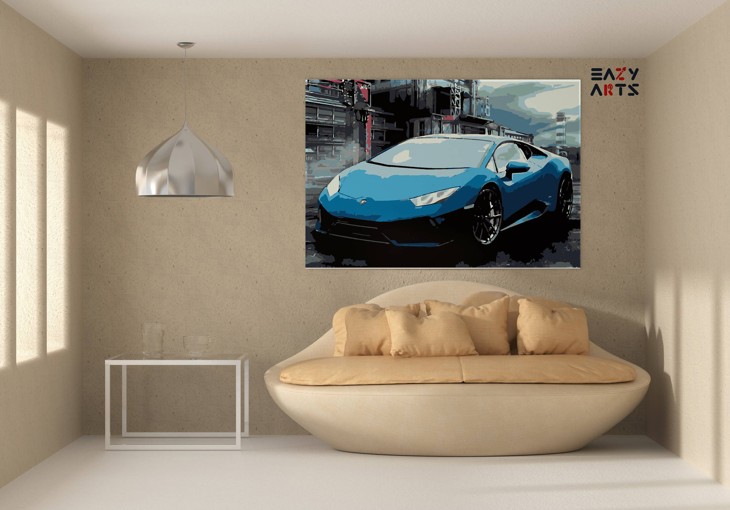 Blue Lamborghini Car paint by numbers kit