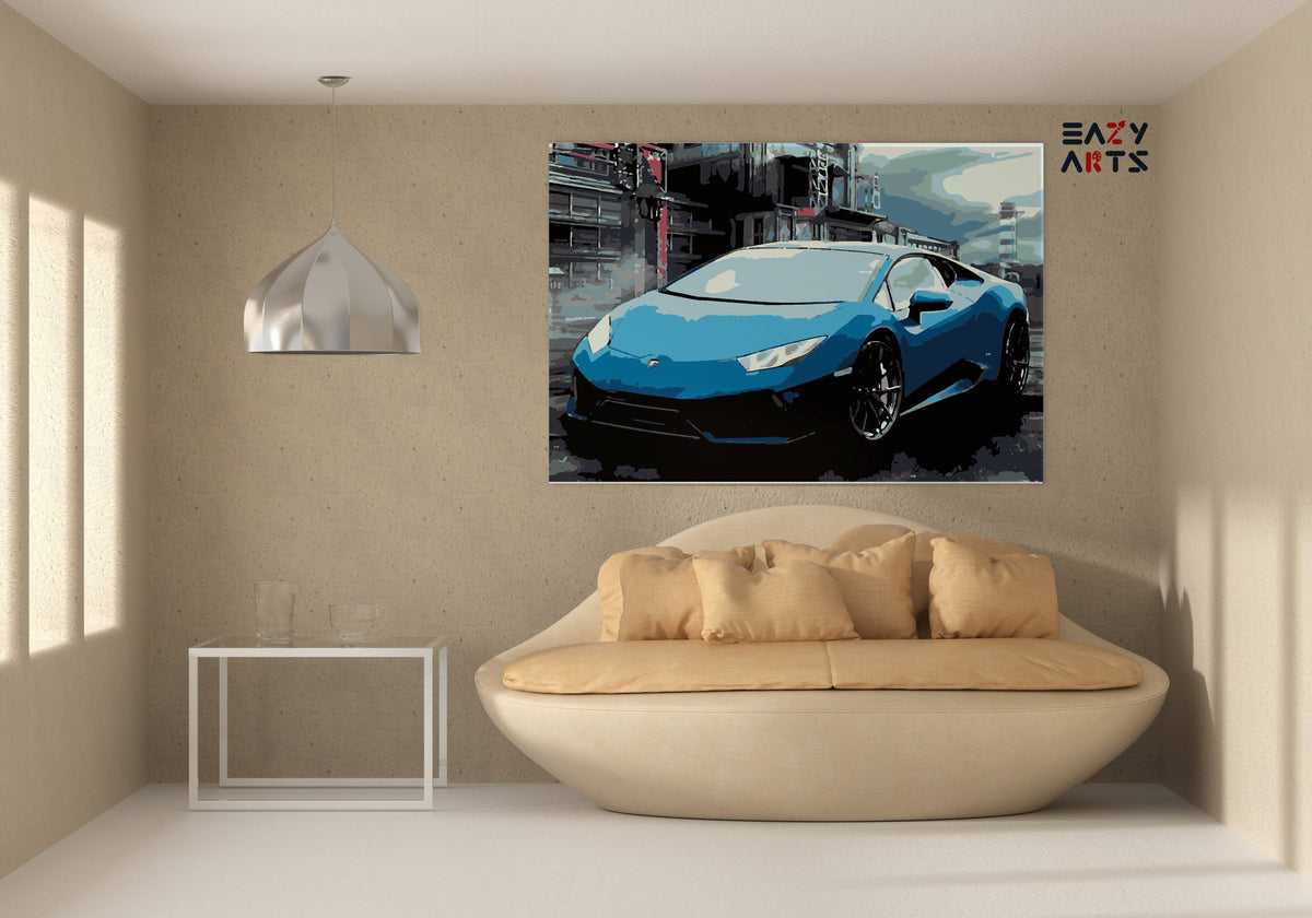 Blue Lamborghini Car paint by numbers kit