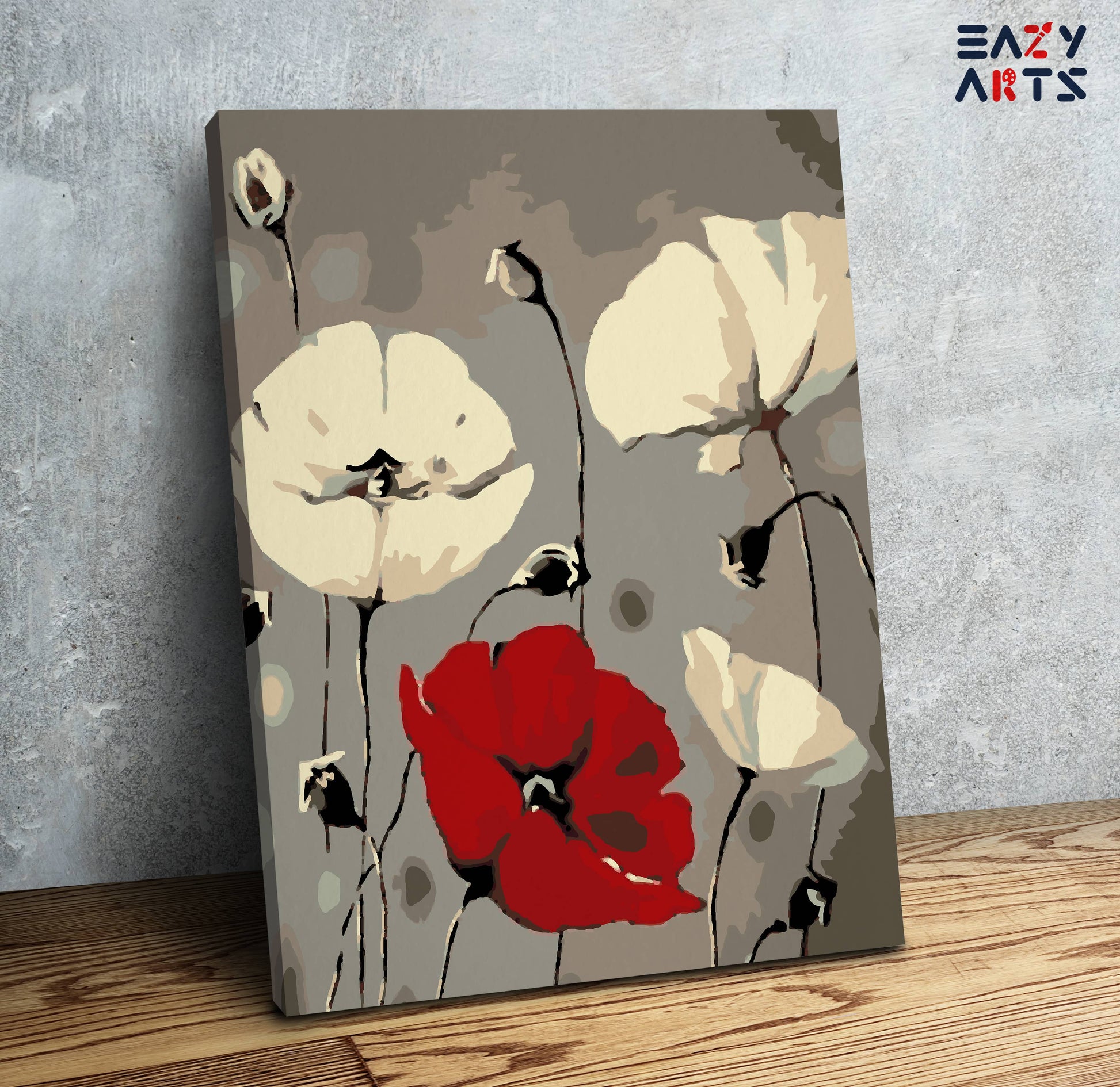 Red and White Flowers PBN kit