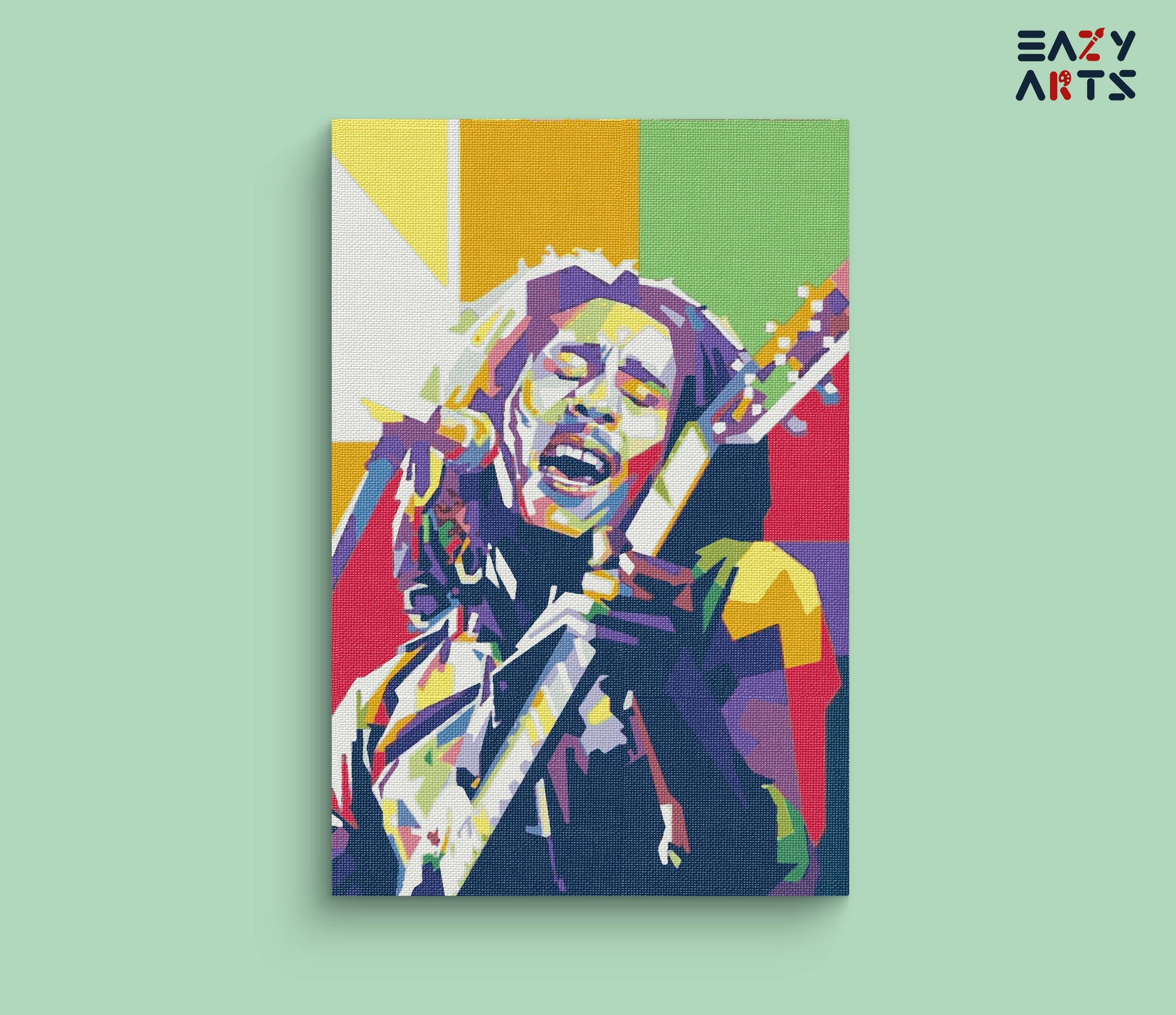 Bob Marley Singing with Guitar Abstract paint by numbers