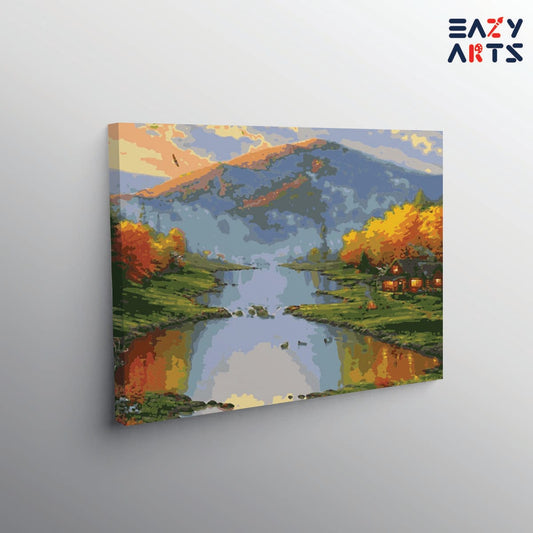 River Mountain and Home paint by numbers