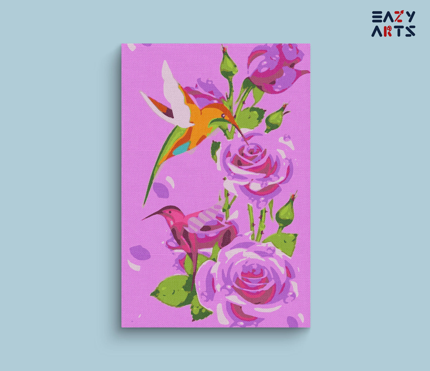Pink Roses With Birds paint by numbers