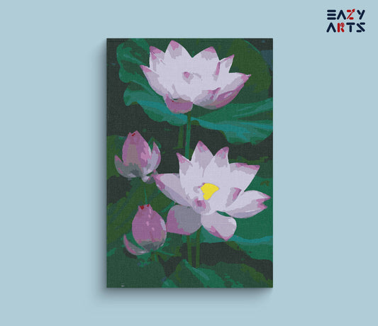 Beautiful Pink and Yellow Lotus paint by numbers