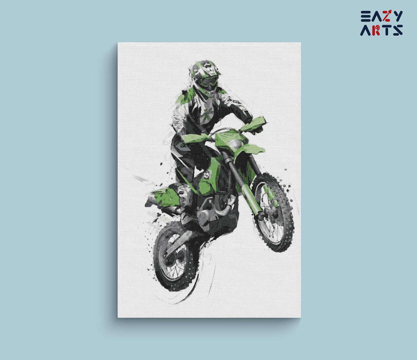 Green Bike With Rider paint by numbers