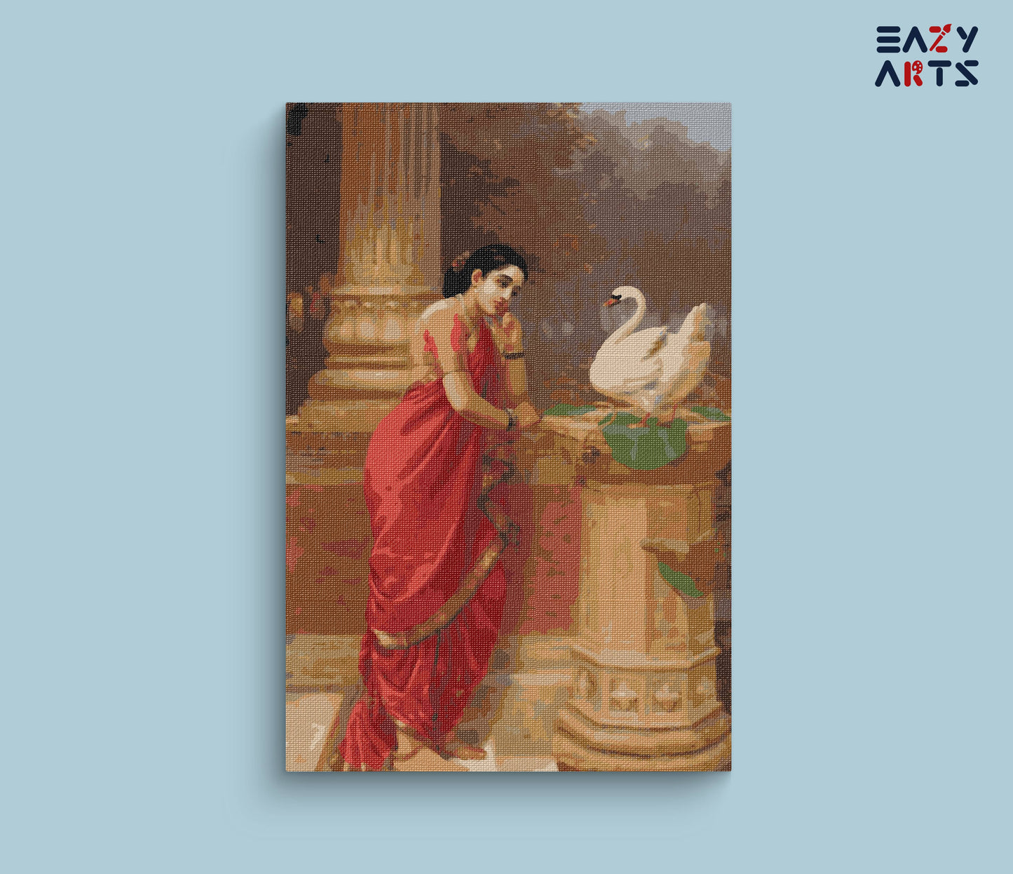 A Swan Telling Damayanti of Nala's love by raja ravi varma paint by numbers