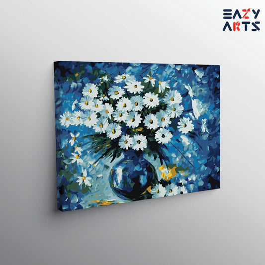 White Flowers Pot paint by numbers