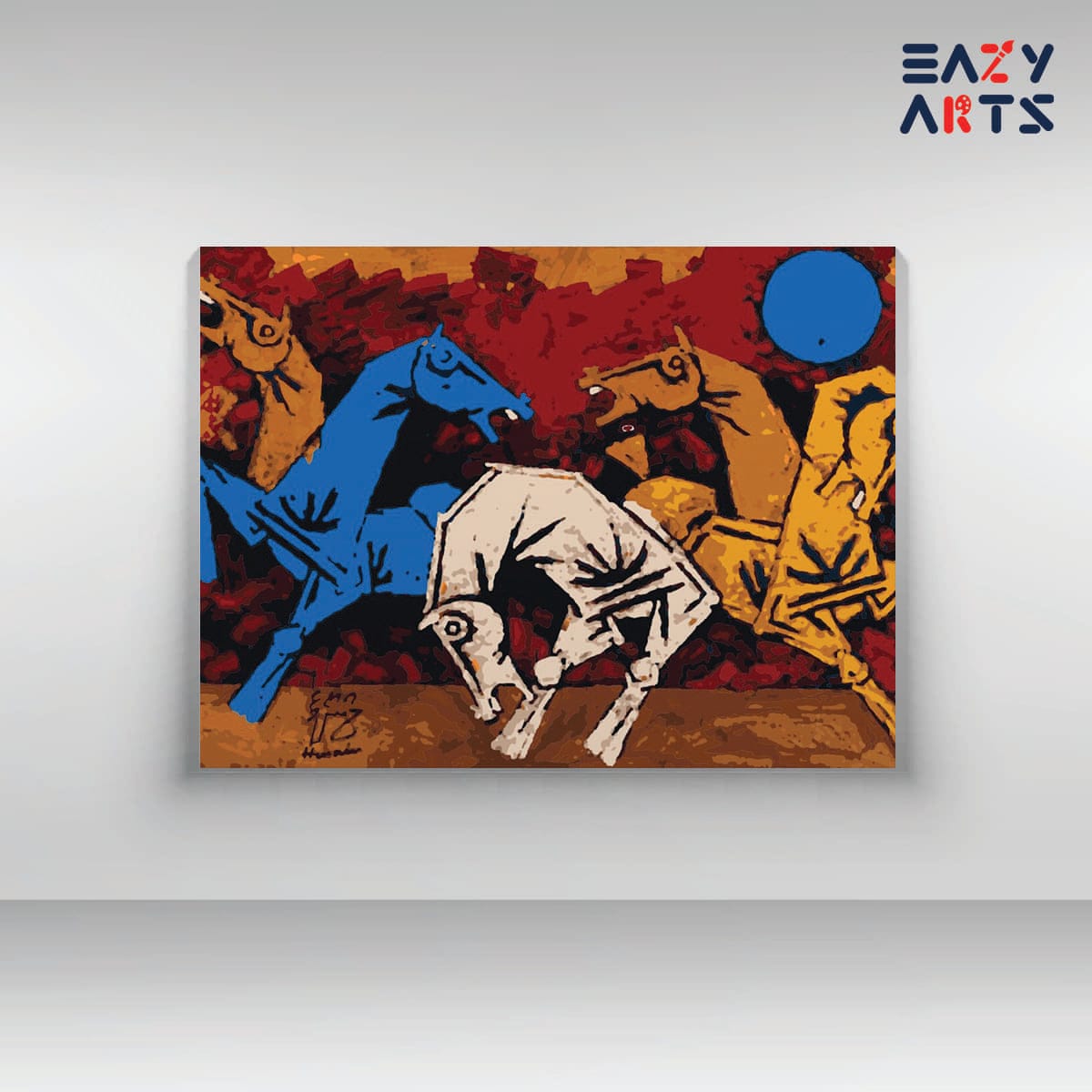 Five Horses By MF Husain PBN kit