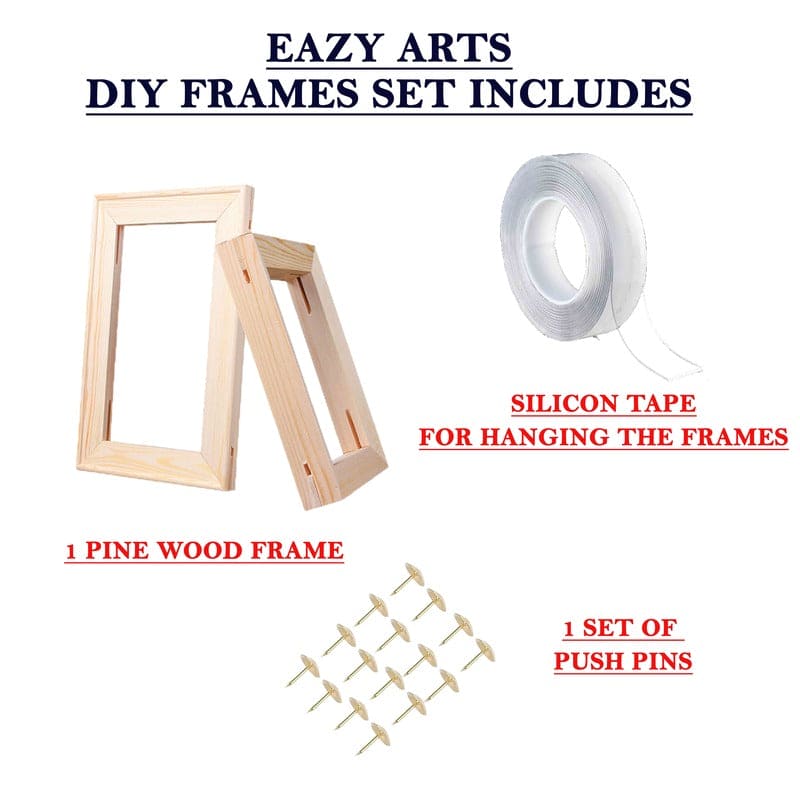 DIY Wooden Frame Kit for Canvas – Includes Frame, Push Pins, and Hanging Tape - 35 X 35 CM image