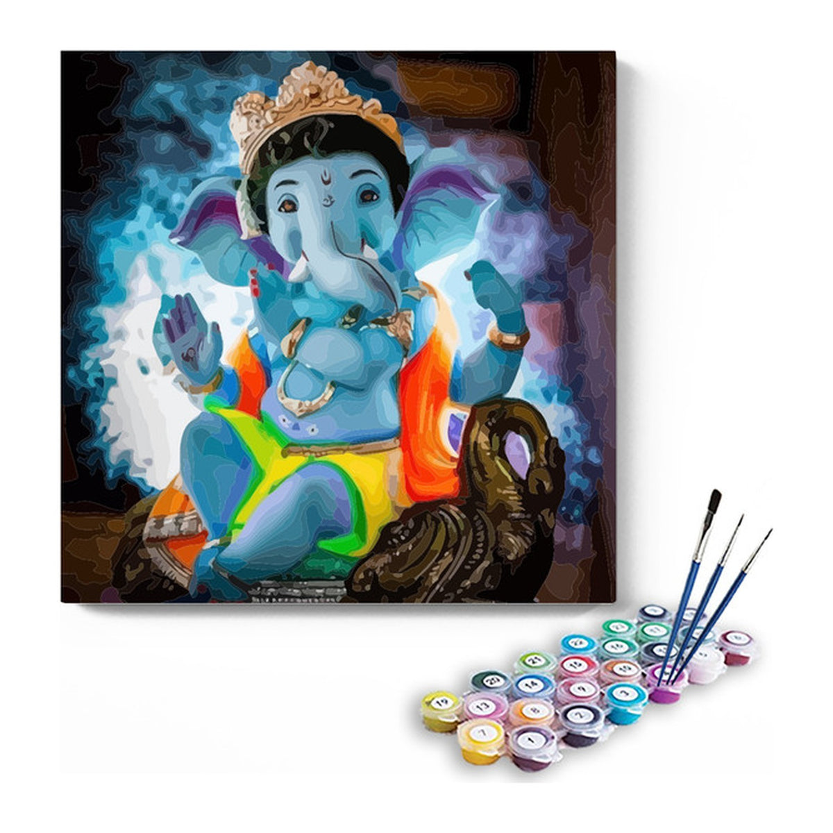 Little Ganesha in Blue Light Paint by Numbers Kit – DIY Acrylic Painting Kit for Adults