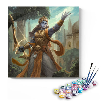 Lord Ram Raising Hand in Blessing Paint by Numbers Kit – DIY Acrylic Painting Kit for Adults