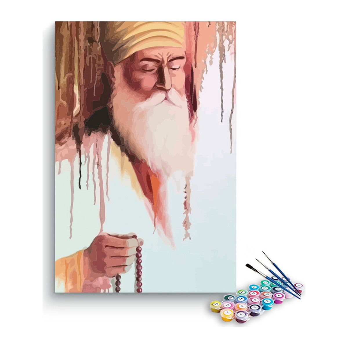 Guru Nanak Dev Ji Meditating Paint by Numbers Kit – DIY Acrylic Painting Kit for Adults