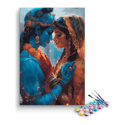 Radha Krishna Face to Face Paint by Numbers Kit – DIY Acrylic Painting Kit for Adults