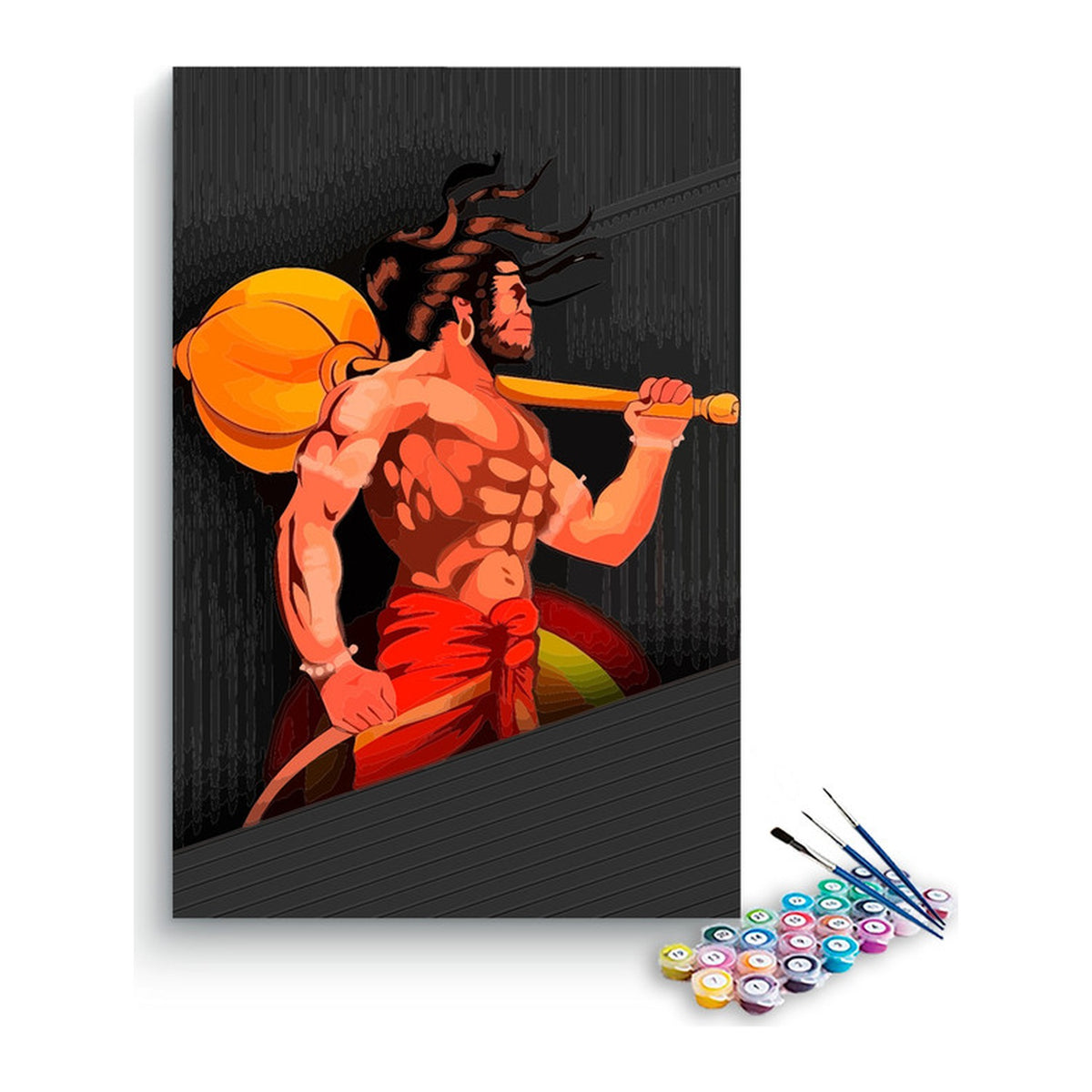 Mighty Hanuman Warrior Paint by Numbers Kit – DIY Acrylic Painting Kit for Adults