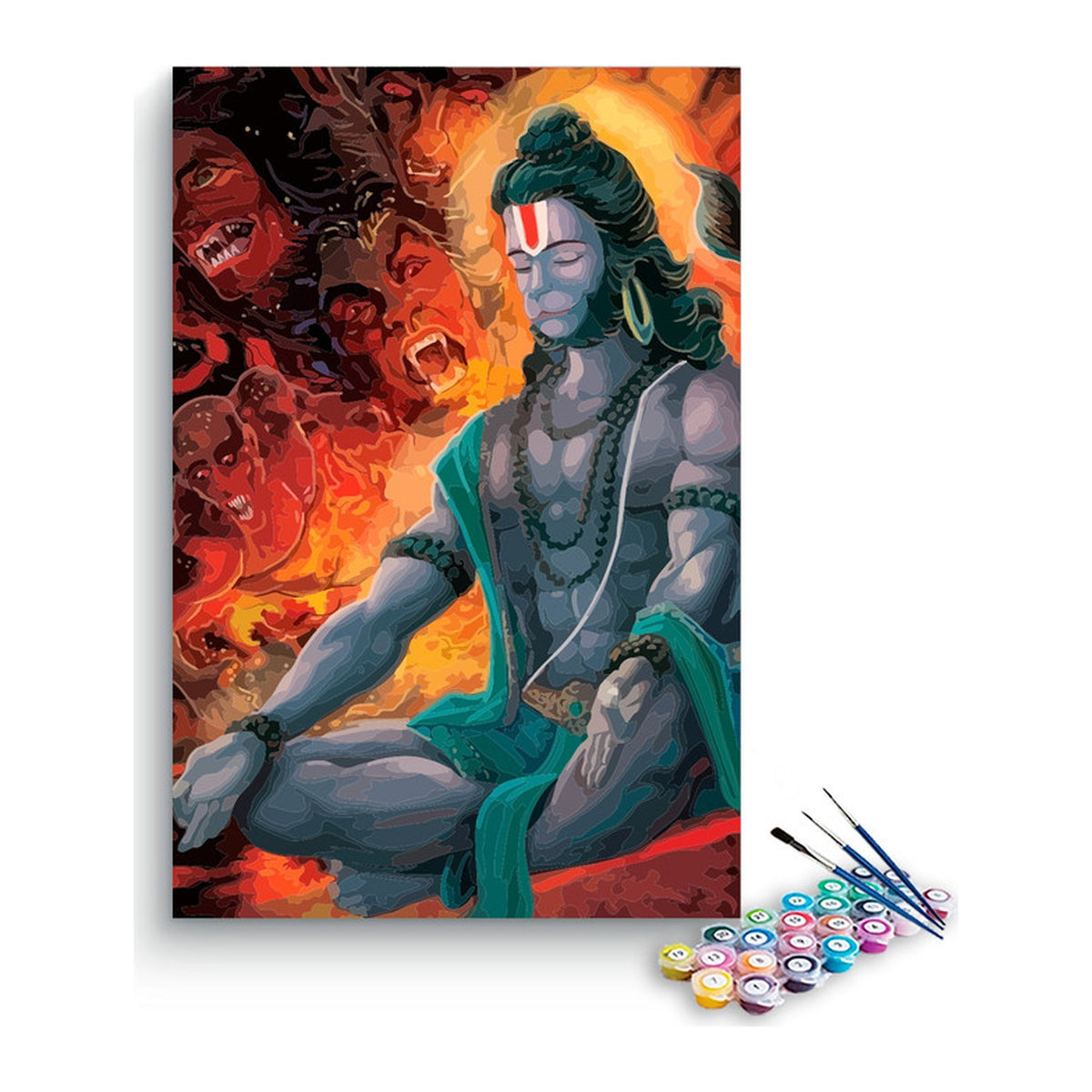 Hanuman Meditating Amid Fire Paint by Numbers Kit – DIY Acrylic Painting Kit for Adults