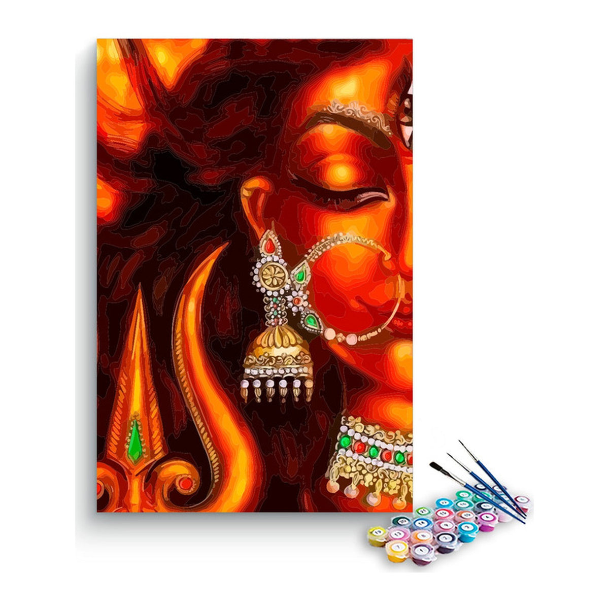 Goddess Shakti Face with Trishul Paint by Numbers Kit – DIY Acrylic Painting Kit for Adults