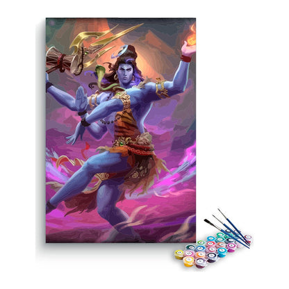 Lord Shiva Tandava Dance Paint by Numbers Kit – DIY Acrylic Painting Kit for Adults