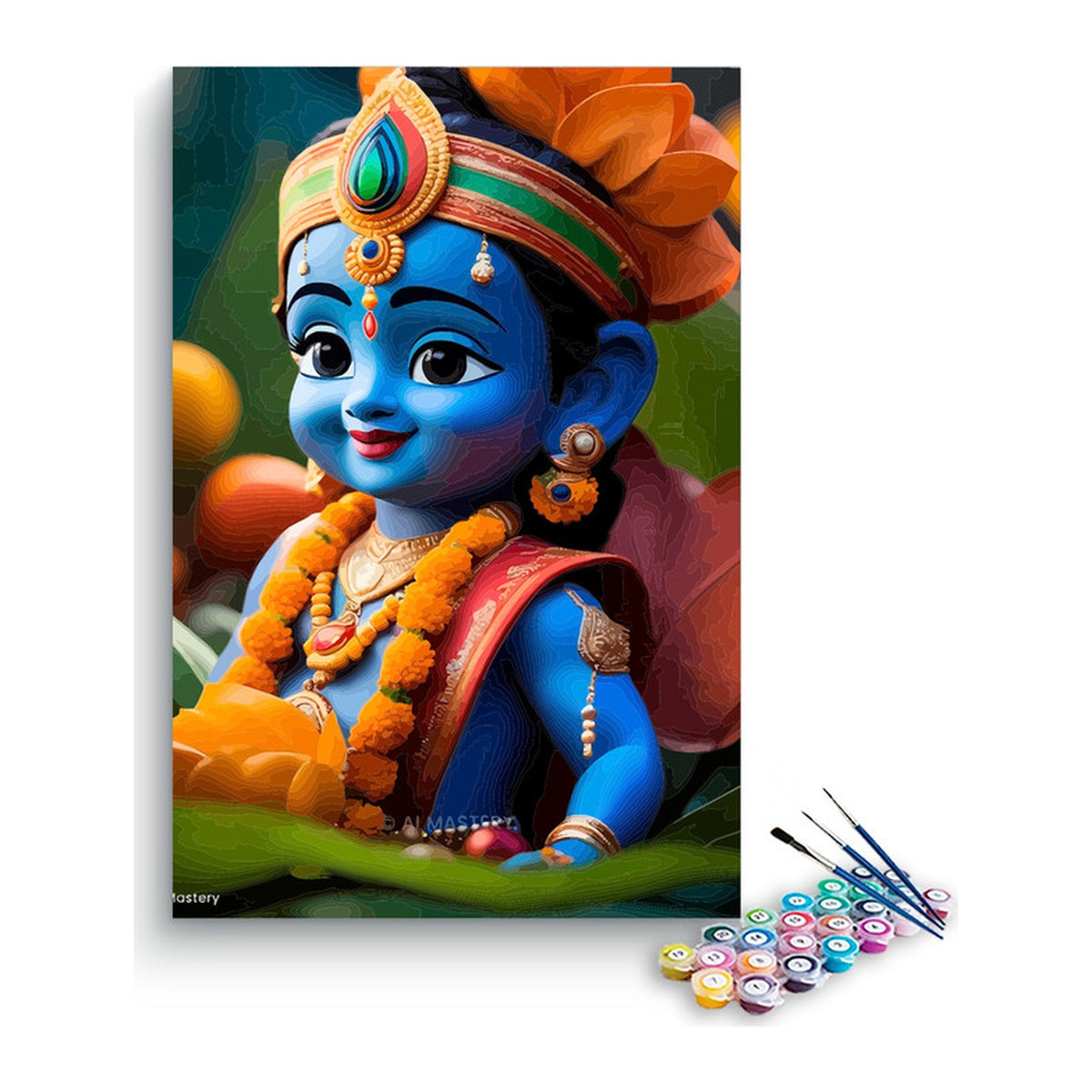 Bal Krishna Smiling Paint by Numbers Kit – DIY Acrylic Painting Kit for Adults