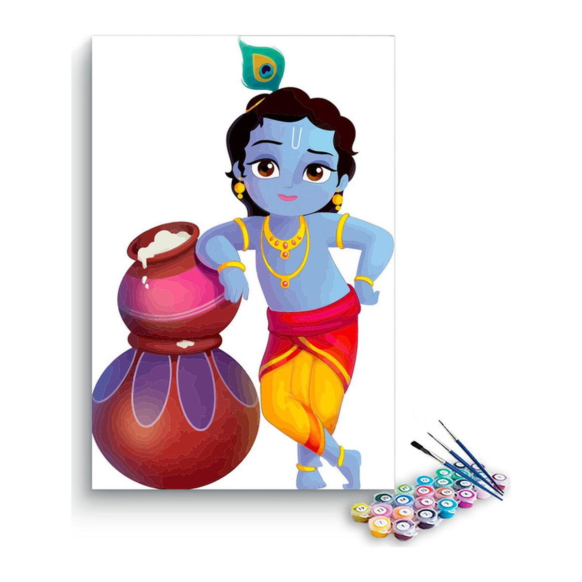 Makhan Chor Krishna Paint by Numbers Kit – DIY Acrylic Painting Kit for Adults