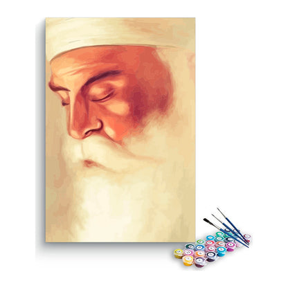 Guru Nanak Dev Ji Portrait Paint by Numbers Kit – DIY Acrylic Painting Kit for Adults