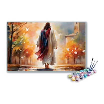 Jesus Walking in Light Paint by Numbers Kit – DIY Acrylic Painting Kit for Adults