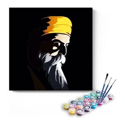 Guru Nanak Dev Ji Shadow Art Paint by Numbers Kit – DIY Acrylic Painting Kit for Adults