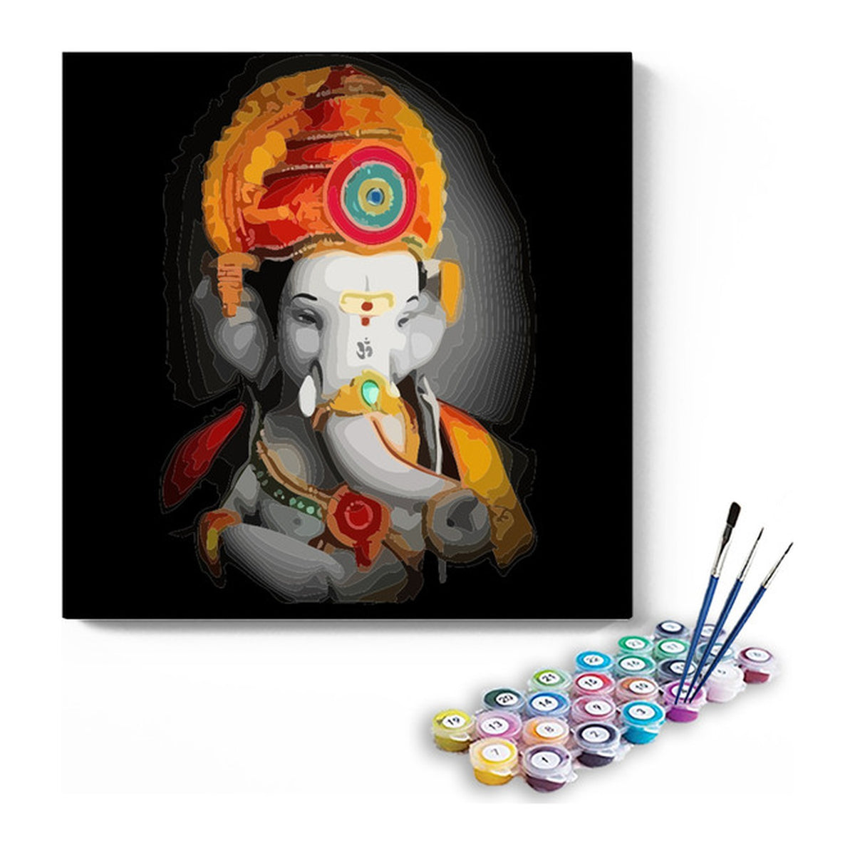 Lord Ganesha in Orange Turban Paint by Numbers Kit – DIY Acrylic Painting Kit for Adults