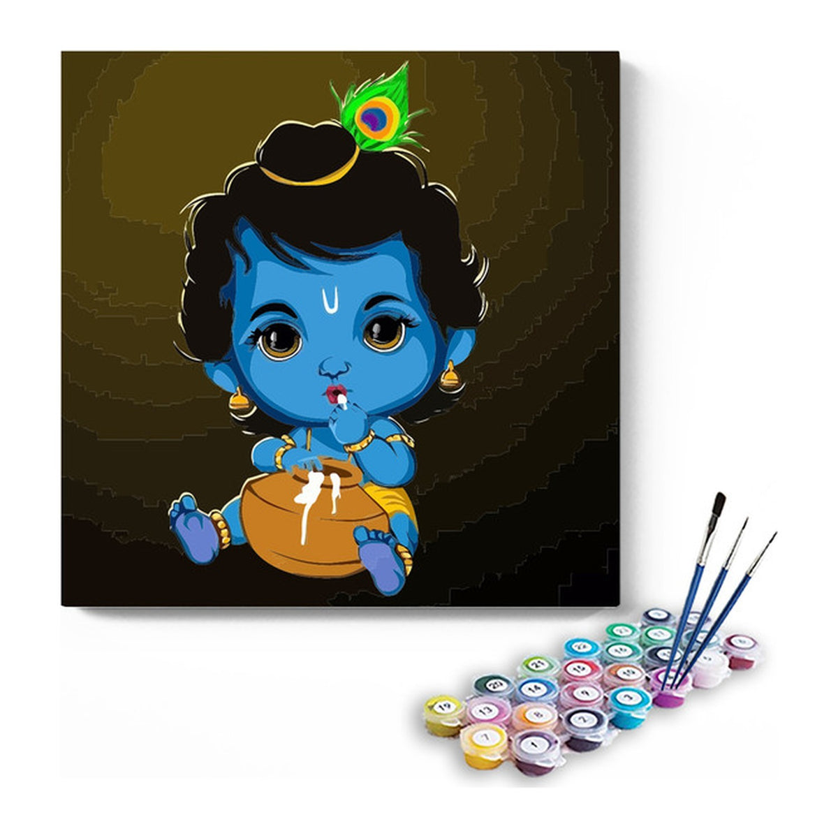 Makhan Chor Baby Krishna Paint by Numbers Kit – DIY Acrylic Painting Kit for Adults