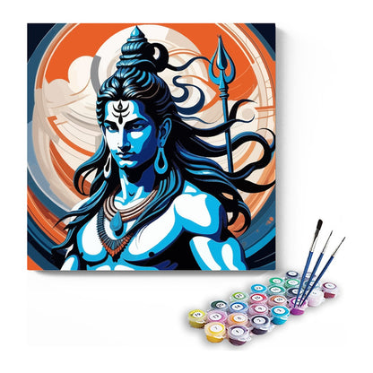 Lord Shiva with Trishul Abstract Paint by Numbers Kit – DIY Acrylic Painting Kit for Adults