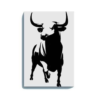 Bull Canvas DIY Painting – Glow in the Dark Kit for Adults & Kids | Eazy Arts DIY Art Set with Brushes - 25 X 38 CM / Blue / Without Frames - GID-ANM-003-1