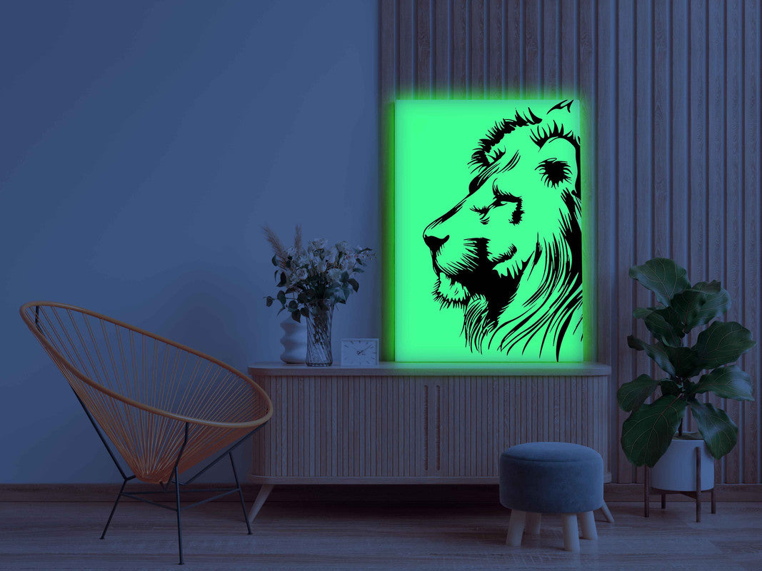 Lion Face Canvas DIY Painting – Glow in the Dark Kit for Adults & Kids | Eazy Arts DIY Art Set with Brushes - GID-ANM-010