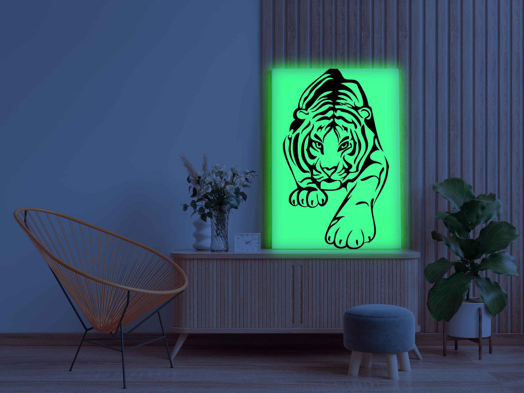 Tiger Canvas DIY Painting – Glow in the Dark Kit for Adults & Kids | Eazy Arts DIY Art Set with Brushes - GID-ANM-011