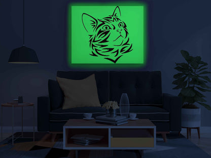 Cat Face Canvas DIY Painting – Glow in the Dark Kit for Adults & Kids | Eazy Arts DIY Art Set with Brushes - GID-ANM-012