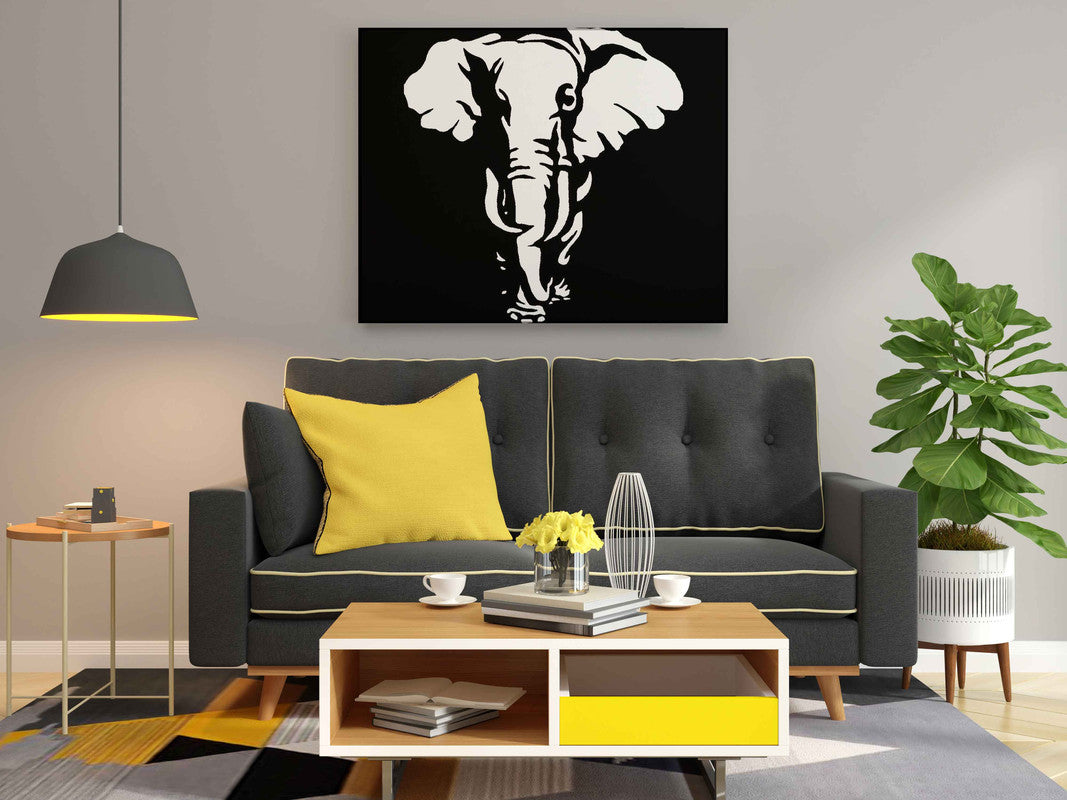 Walking Elephant Canvas DIY Painting – Glow in the Dark Kit for Adults & Kids | Eazy Arts DIY Art Set with Brushes - GID-ANM-016