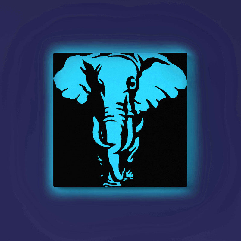 Walking Elephant Canvas DIY Painting – Glow in the Dark Kit for Adults & Kids | Eazy Arts DIY Art Set with Brushes - GID-ANM-016