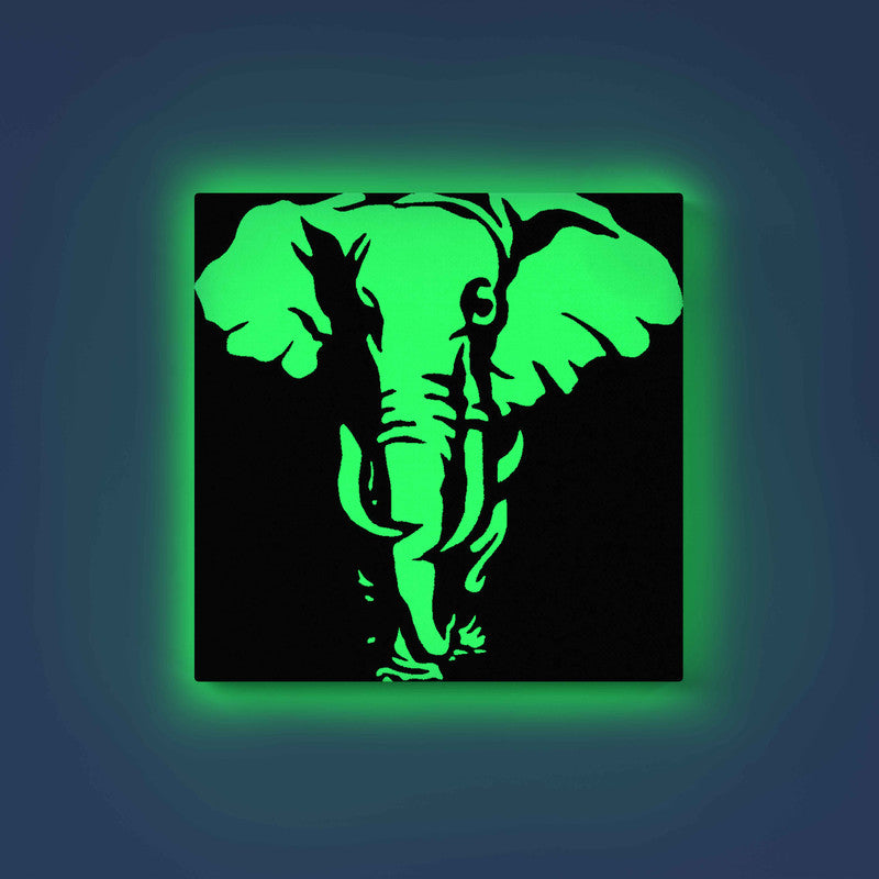 Walking Elephant Canvas DIY Painting – Glow in the Dark Kit for Adults & Kids | Eazy Arts DIY Art Set with Brushes - GID-ANM-016